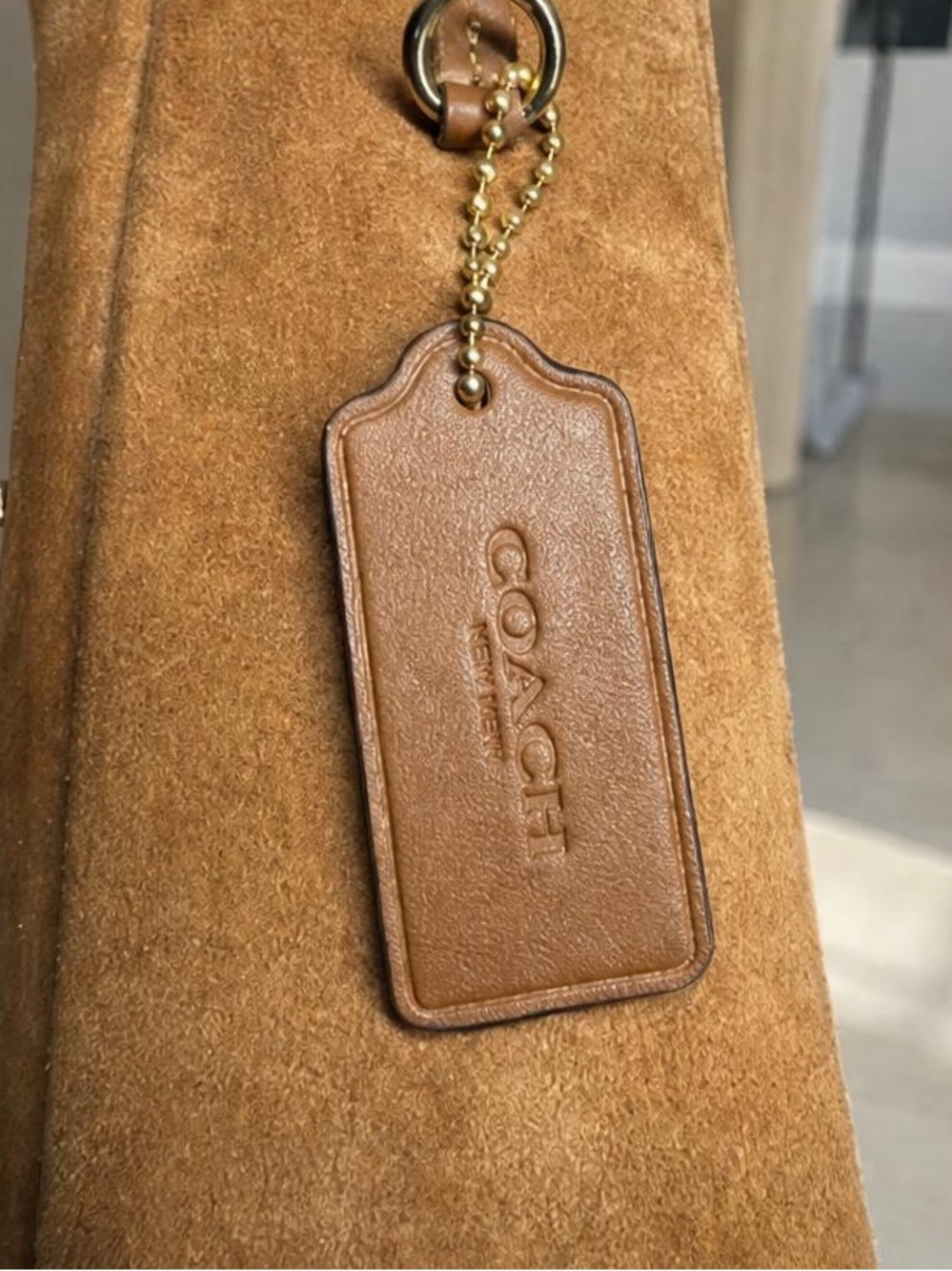 Coach Suede Hobo Shoulder Bag in Tan and Brown - Picture 7 of 8